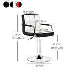 Black White Square Steel Adjustable Cushioned Bar Stool #size