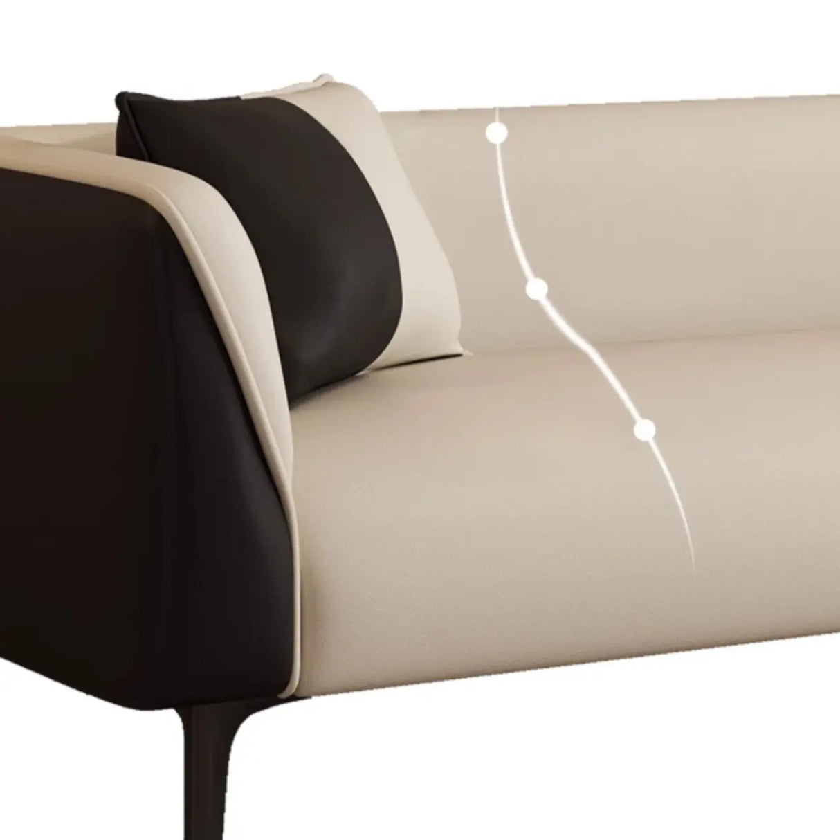 Black-White Stain Resistant Leather Foam Fill Sofa Image - 12