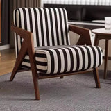 Black-White Stripe Jacquard Fabric Accent Chair Image - 1