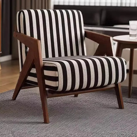 Black-White Stripe Jacquard Fabric Accent Chair Image - 1
