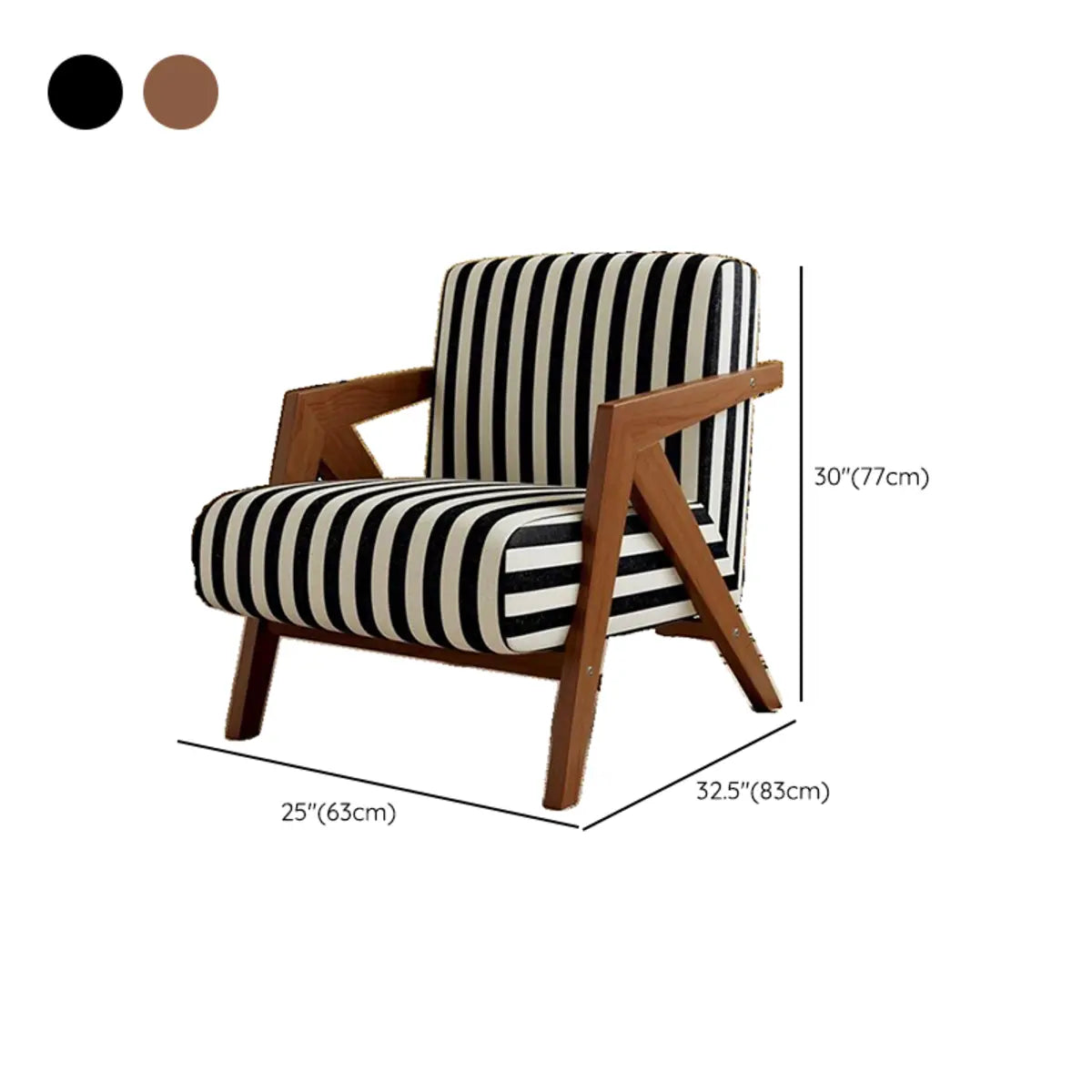 Black-White Stripe Jacquard Fabric Accent Chair 