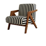 Black-White Stripe Jacquard Fabric Accent Chair Image - 5