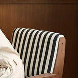 Black-White Striped Cotton Linen Fixed Back Arm Chair Image - 8