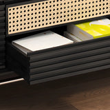 Black Wood Cabinet TV Stand with Stainless Steel Leg Image - 16