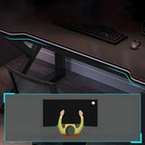 Black Wood Gaming Computer Desk with Trestle Base Image - 6