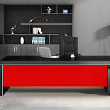 Black Wood Long L-Shape Executive Desk with Drawers Image - 9