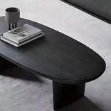 Black Wood Oval Shape Double Pedestal Coffee Table Image - 10