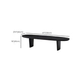 Black Wood Oval Shape Double Pedestal Coffee Table #size