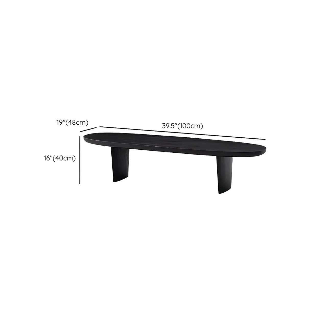 Black Wood Oval Shape Double Pedestal Coffee Table Image - 14