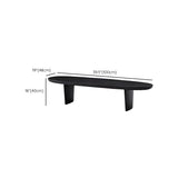 Black Wood Oval Shape Double Pedestal Coffee Table Image - 14