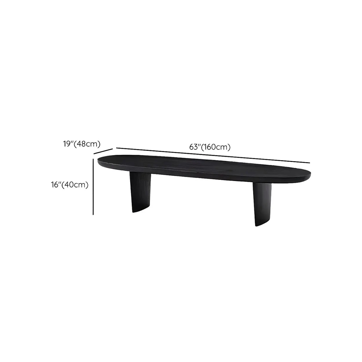 Black Wood Oval Shape Double Pedestal Coffee Table Image - 16