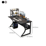 Black Wooden Rectangular Computer Desk with Shelves Image - 18
