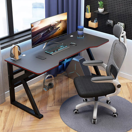 Black Wooden Rectangular Single Computer Desk Image - 1