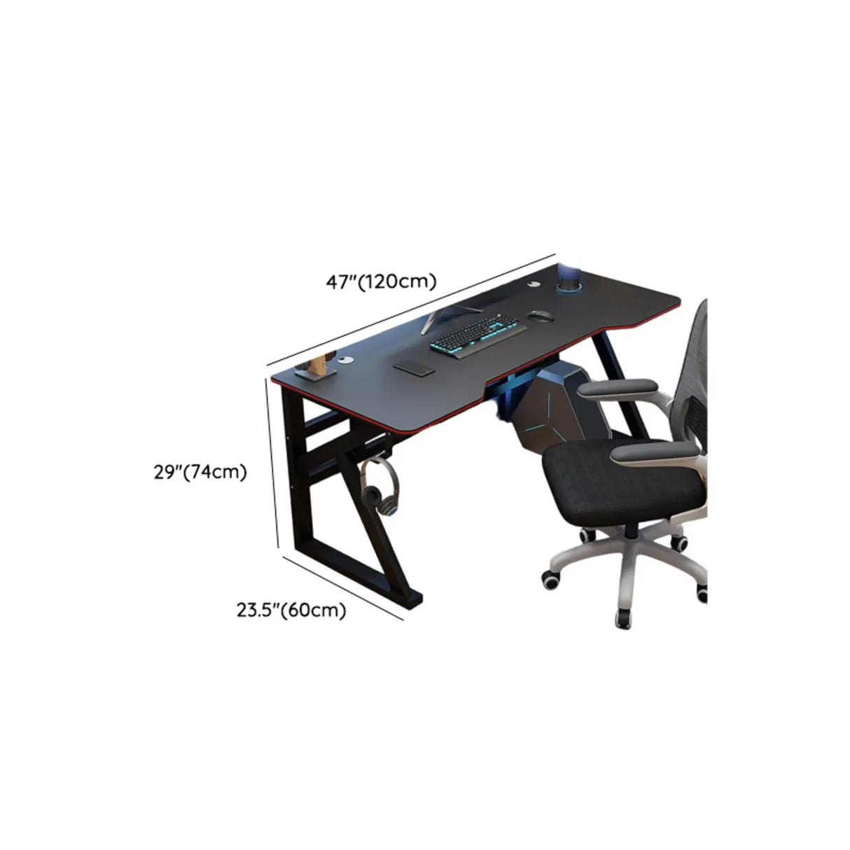 Black Wooden Rectangular Single Computer Desk Image - 10
