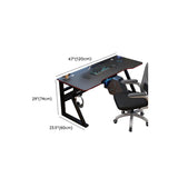 Black Wooden Rectangular Single Computer Desk Image - 10