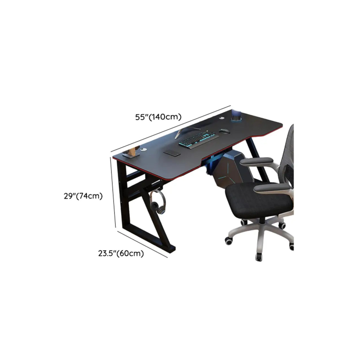 Black Wooden Rectangular Single Computer Desk Image - 11