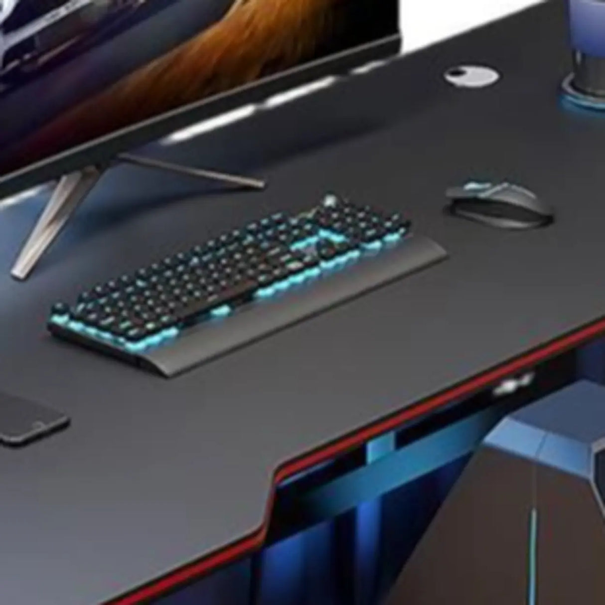 Black Wooden Rectangular Single Computer Desk Image - 4