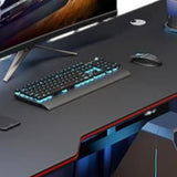 Black Wooden Rectangular Single Computer Desk Image - 4
