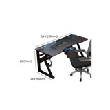 Black Wooden Rectangular Single Computer Desk Image - 9