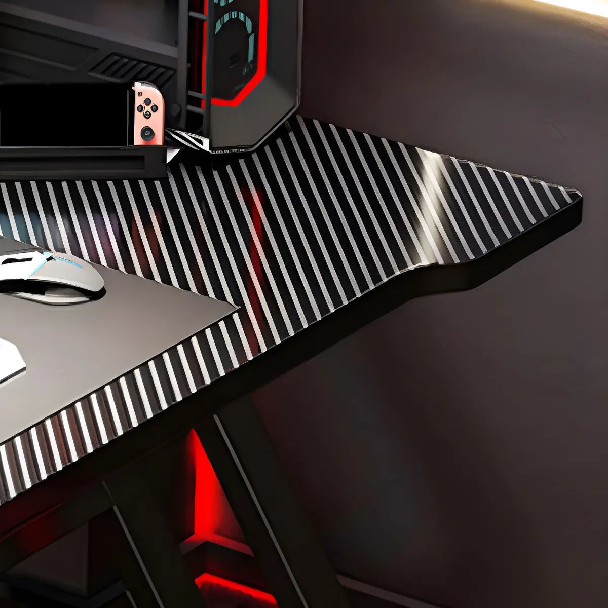 Black Wooden Rectangular Sledge Small Gaming Desk Image - 3