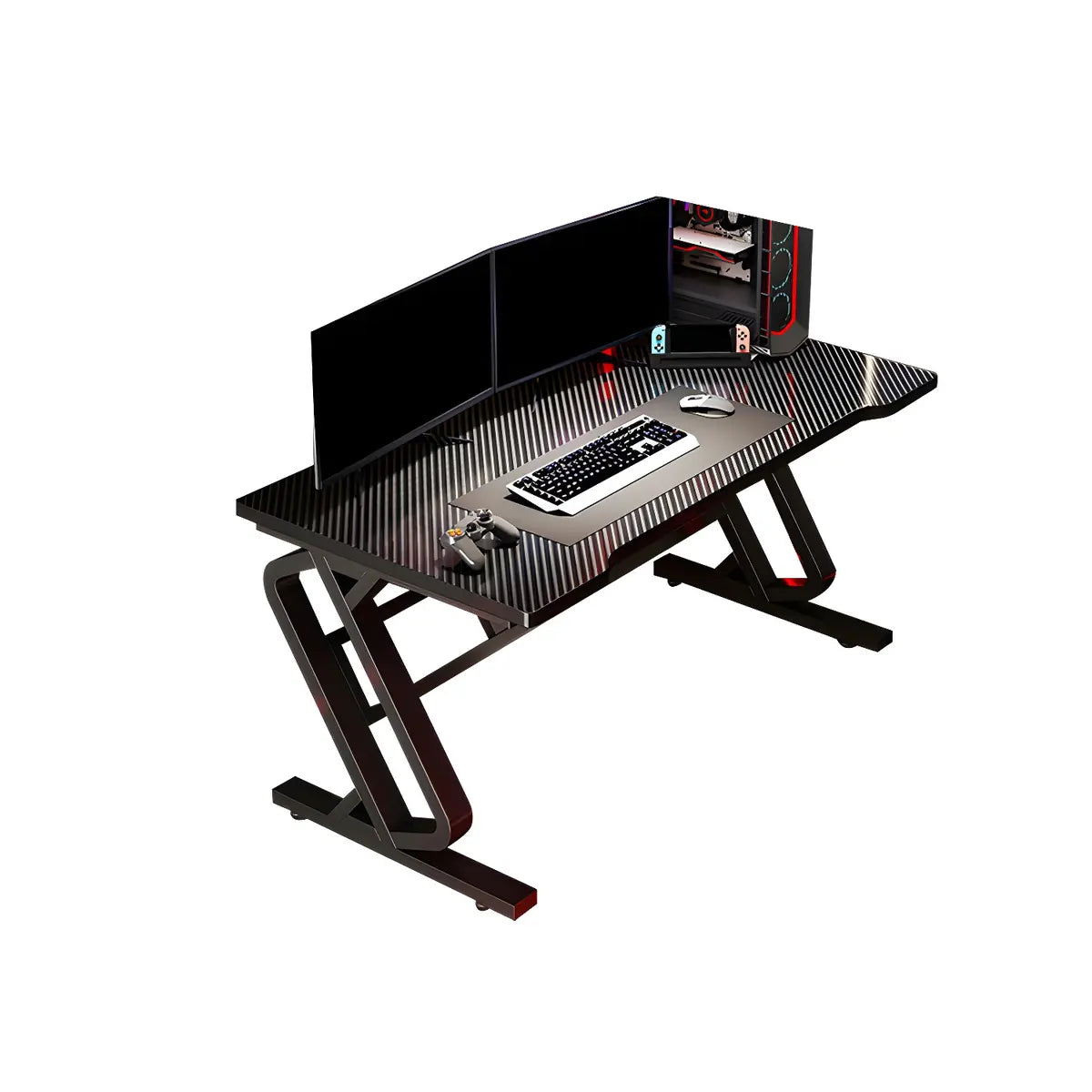 Black Wooden Rectangular Sledge Small Gaming Desk Image - 5