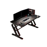 Black Wooden Rectangular Sledge Small Gaming Desk Image - 5