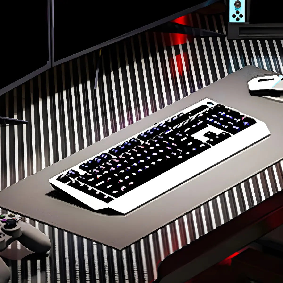 Black Wooden Rectangular Sledge Small Gaming Desk Image - 7