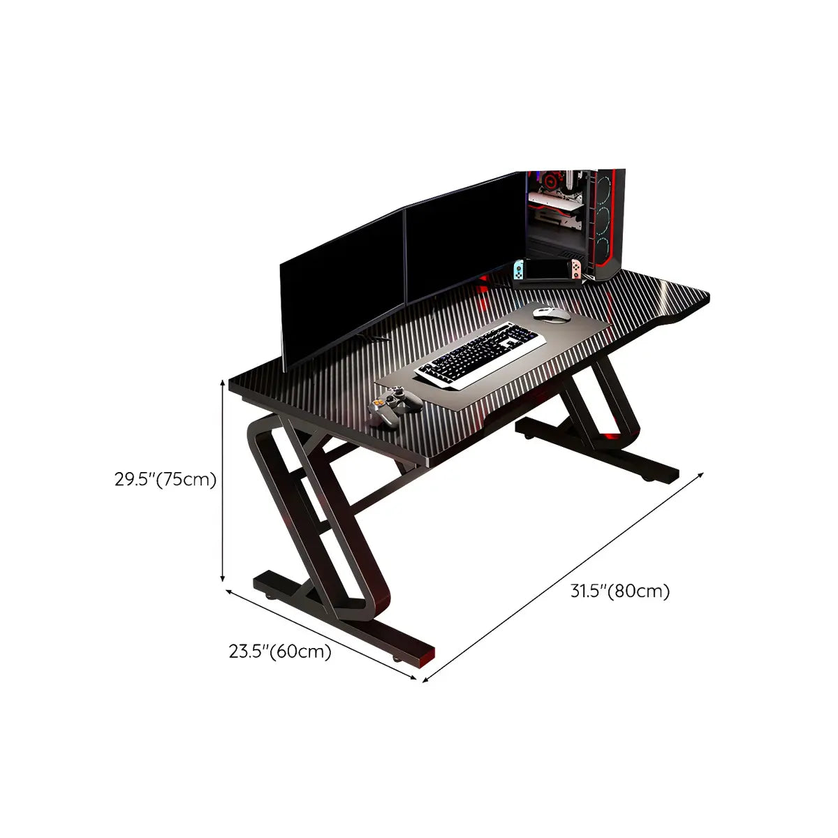 Black Wooden Rectangular Sledge Small Gaming Desk Image - 9