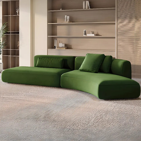 Blackish Green Frosted Velvet Tight Back Foam Fill Sofa Image - 1