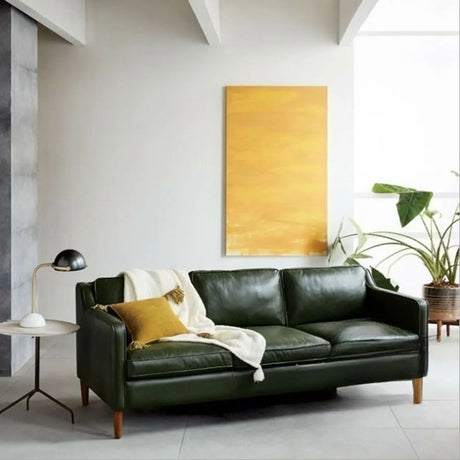 Blackish Green Microfiber Leather Sloped Arms Sofa Image - 1