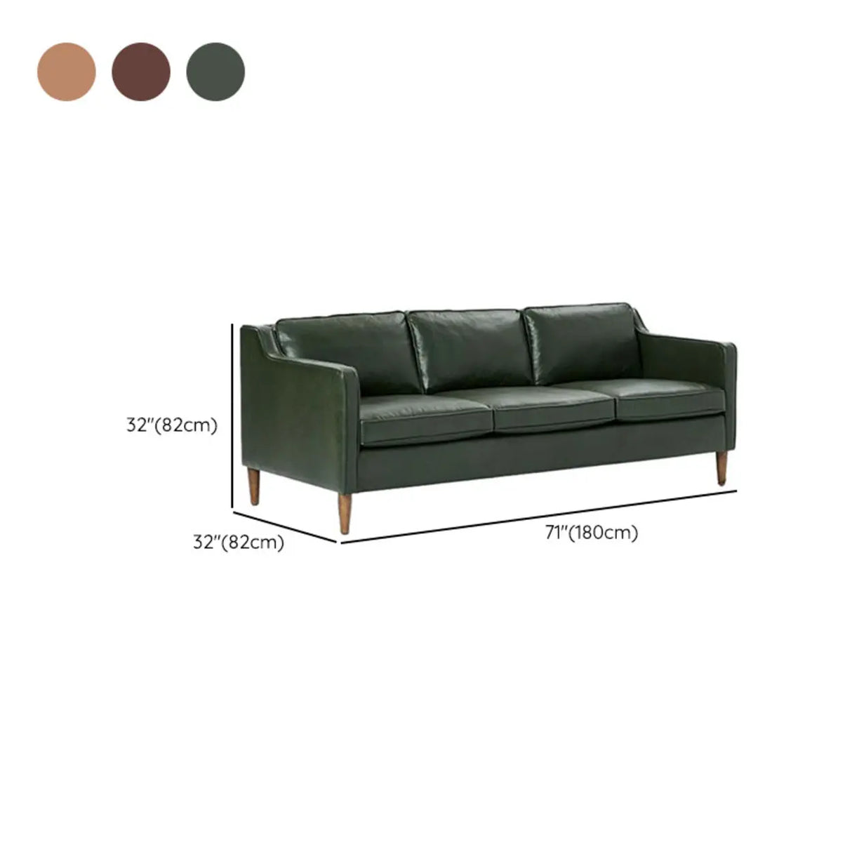 Blackish Green Microfiber Leather Sloped Arms Sofa 