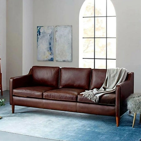 Blackish Green Microfiber Leather Sloped Arms Sofa Image - 2