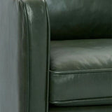 Blackish Green Microfiber Leather Sloped Arms Sofa Image - 5