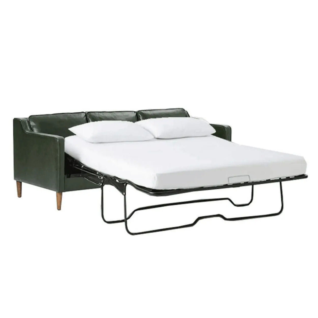 Blackish Green Microfiber Leather Sloped Arms Sofa Image - 6