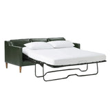 Blackish Green Microfiber Leather Sloped Arms Sofa Image - 6