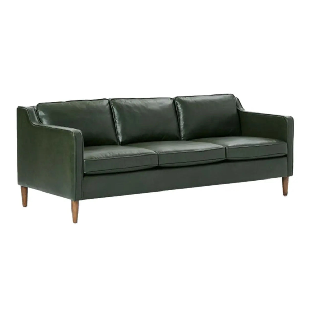 Blackish Green Microfiber Leather Sloped Arms Sofa Image - 7