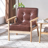 Blackish Green Oiled Leather Tufted Back Accent Chair Image - 4