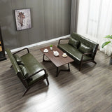 Blackish Green Tear Resistant Leather Loveseat with Arm Image - 1