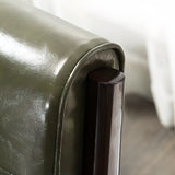Blackish Green Tear Resistant Leather Loveseat with Arm Image - 11