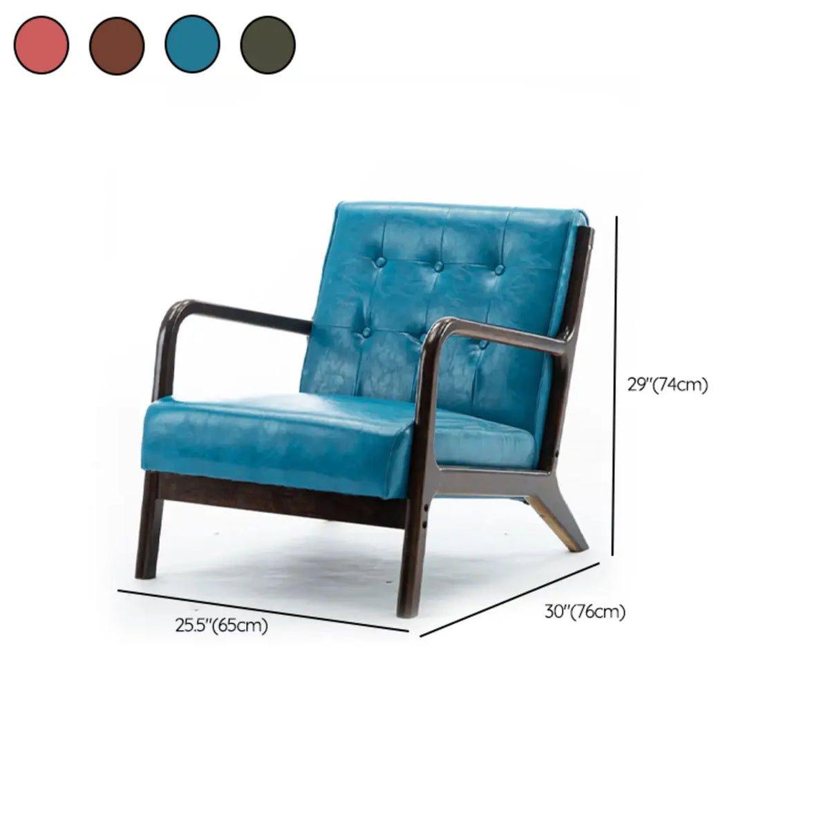 Blackish Green Tear Resistant Leather Loveseat with Arm 