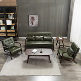 Blackish Green Tear Resistant Leather Loveseat with Arm Image - 4