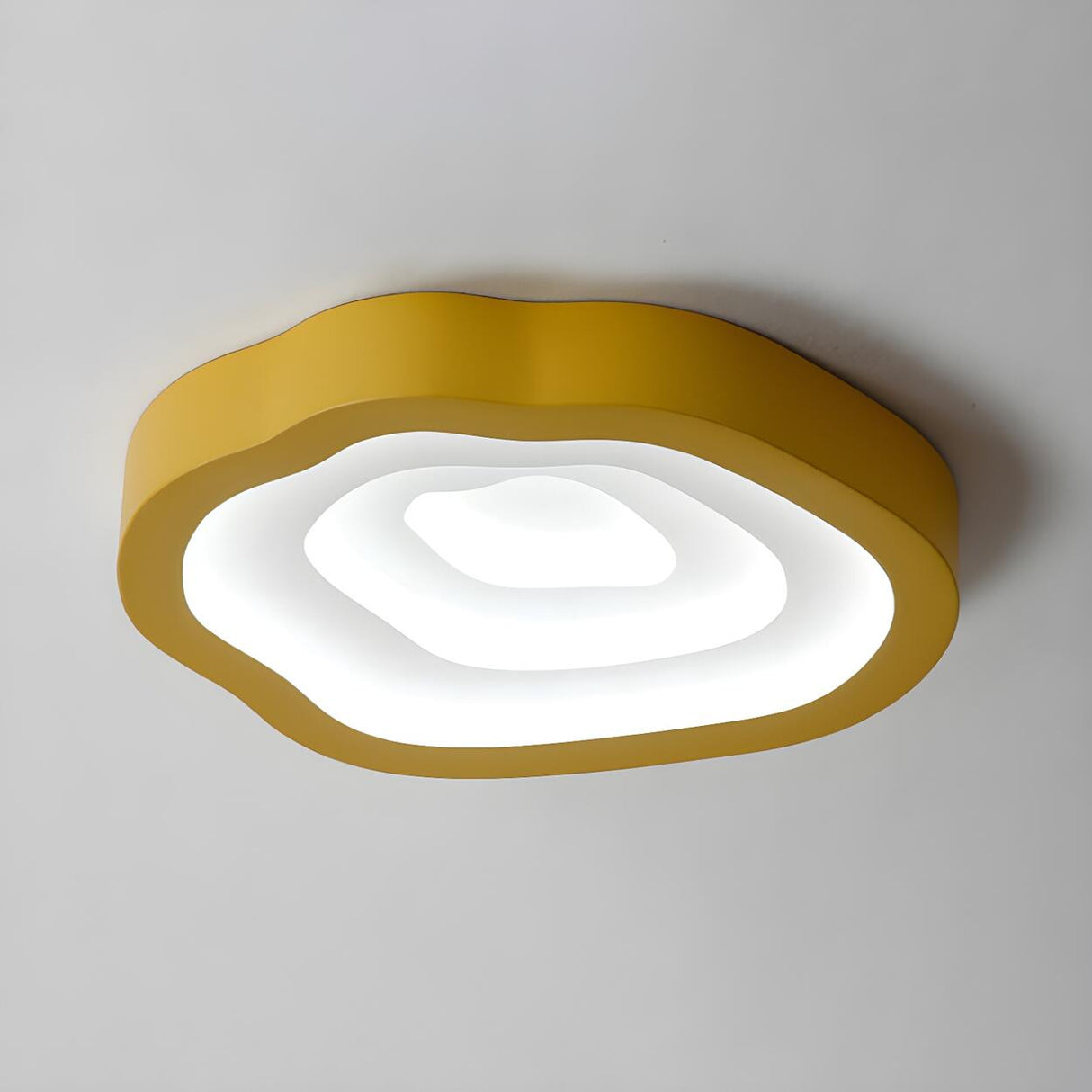 Blue Annual Rings Drum LED Flush Mount Ceiling Light Image - 10