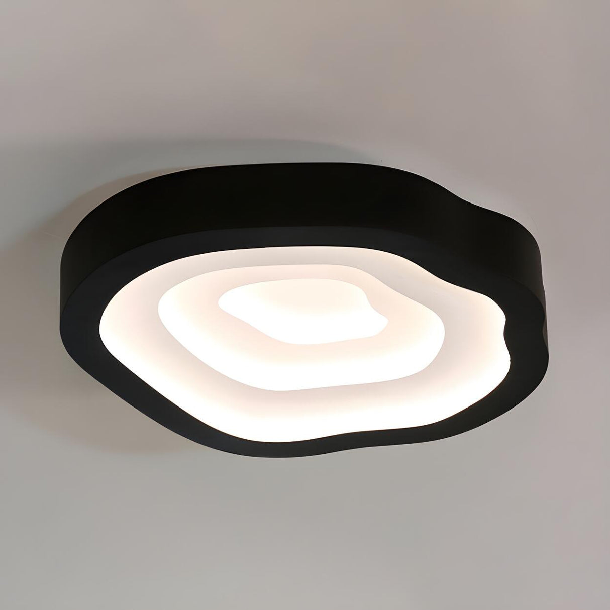 Blue Annual Rings Drum LED Flush Mount Ceiling Light Image - 14