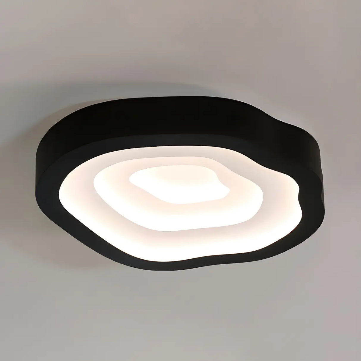Blue Annual Rings Drum LED Flush Mount Ceiling Light Image - 14