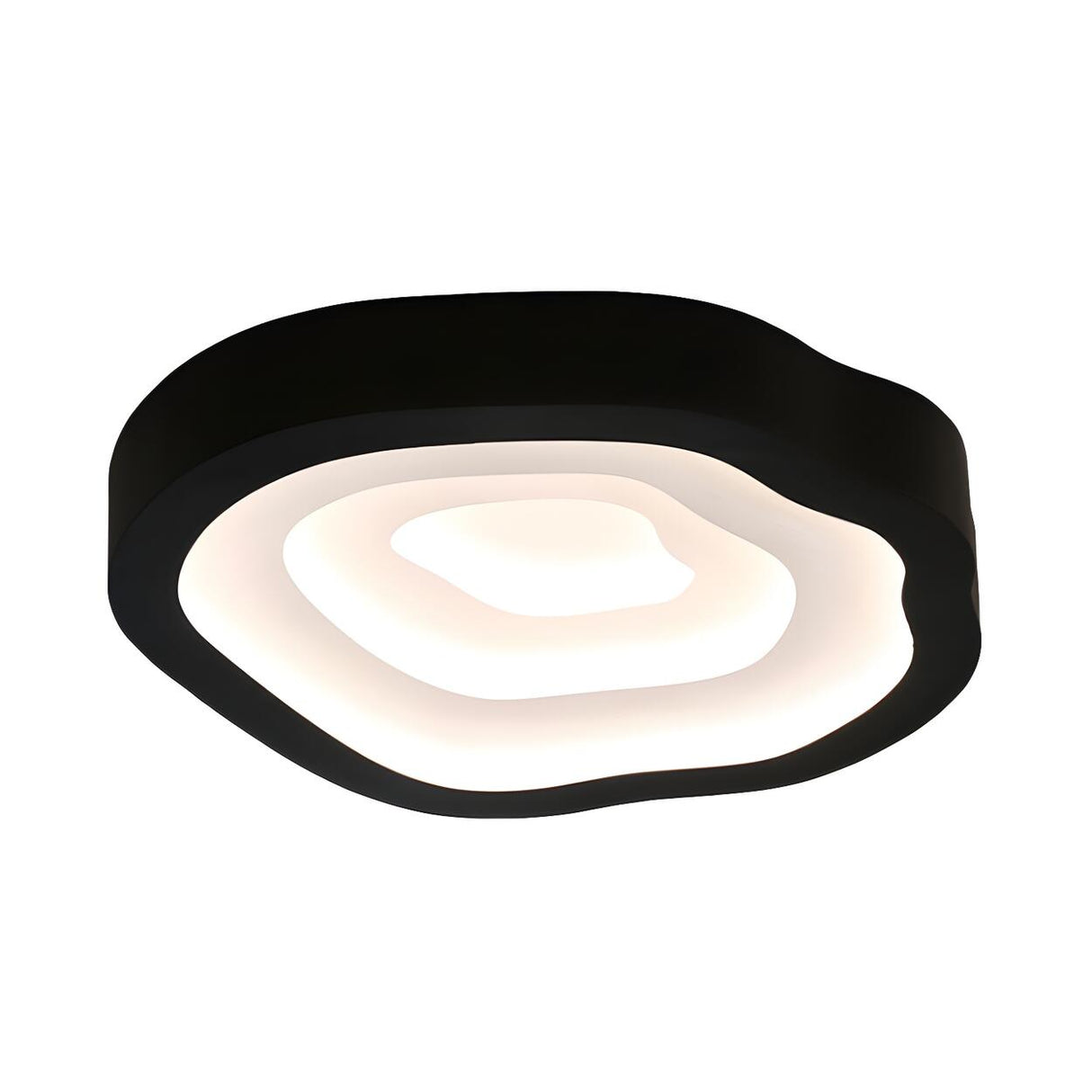 Blue Annual Rings Drum LED Flush Mount Ceiling Light Image - 16