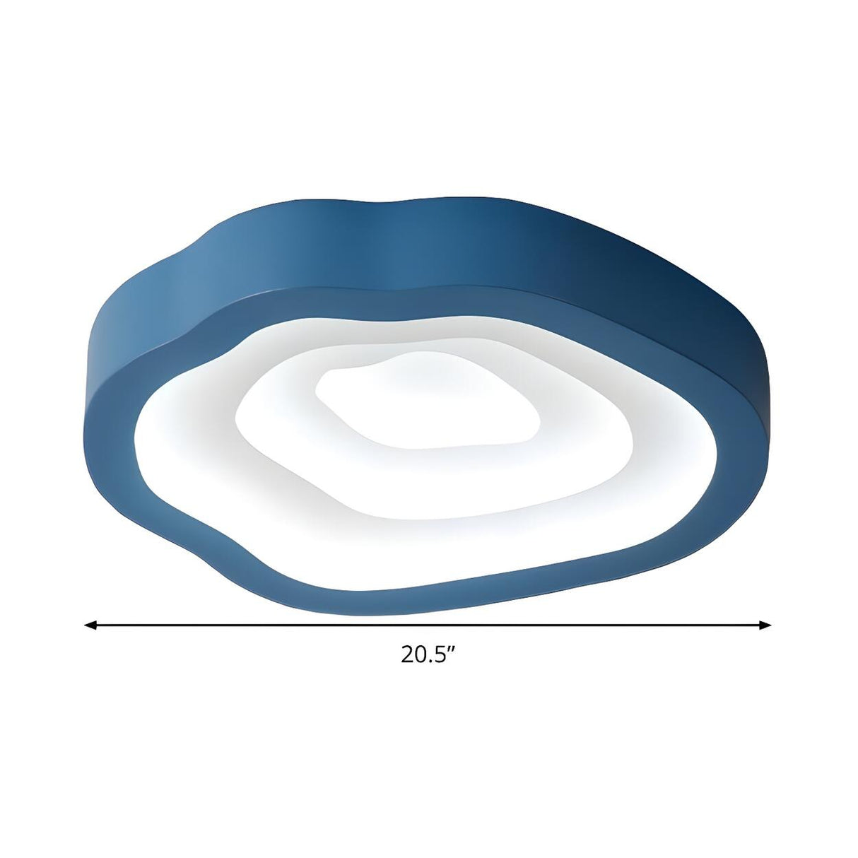 Blue Annual Rings Drum LED Flush Mount Ceiling Light Image - 5