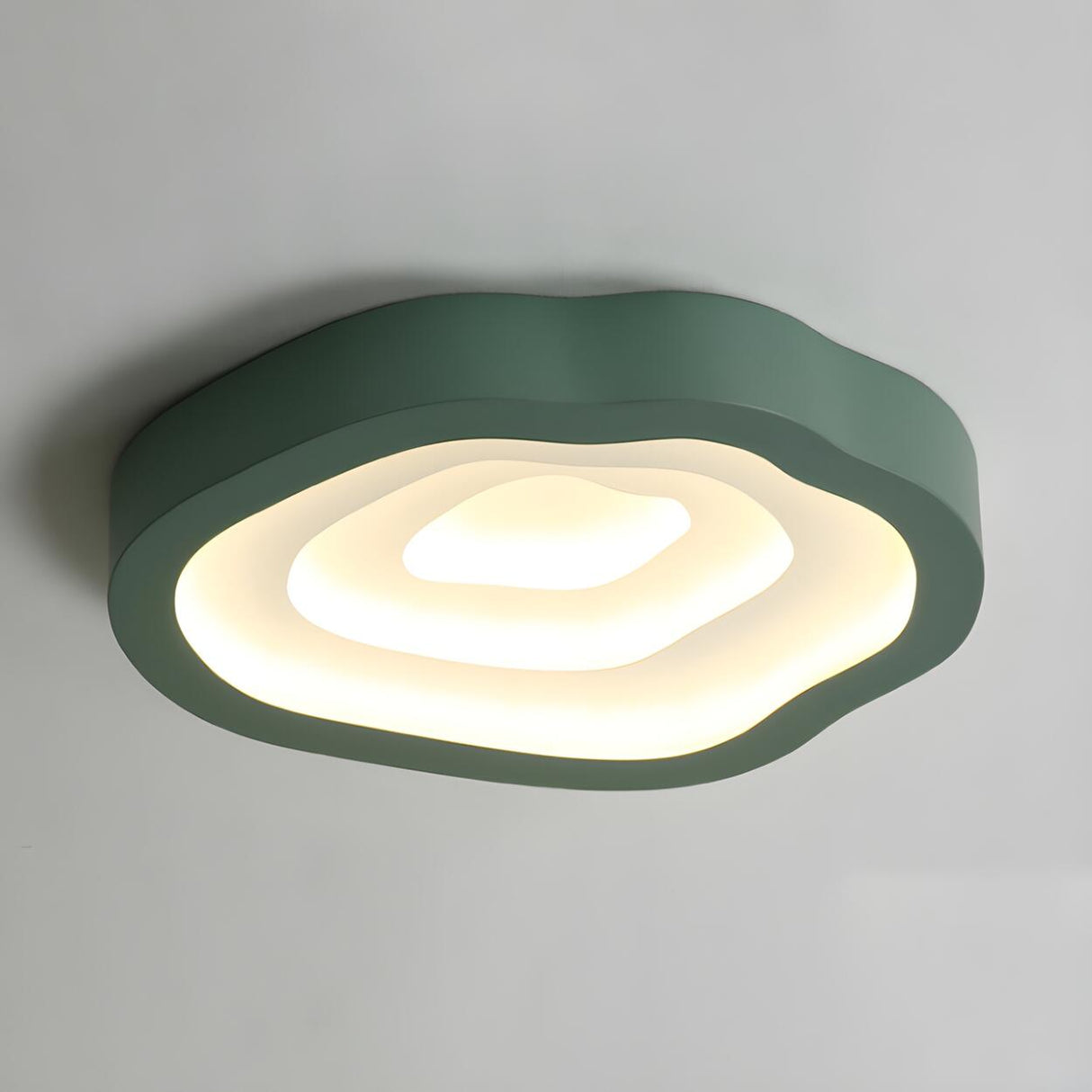 Blue Annual Rings Drum LED Flush Mount Ceiling Light Image - 6