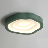 Blue Annual Rings Drum LED Flush Mount Ceiling Light Image - 6
