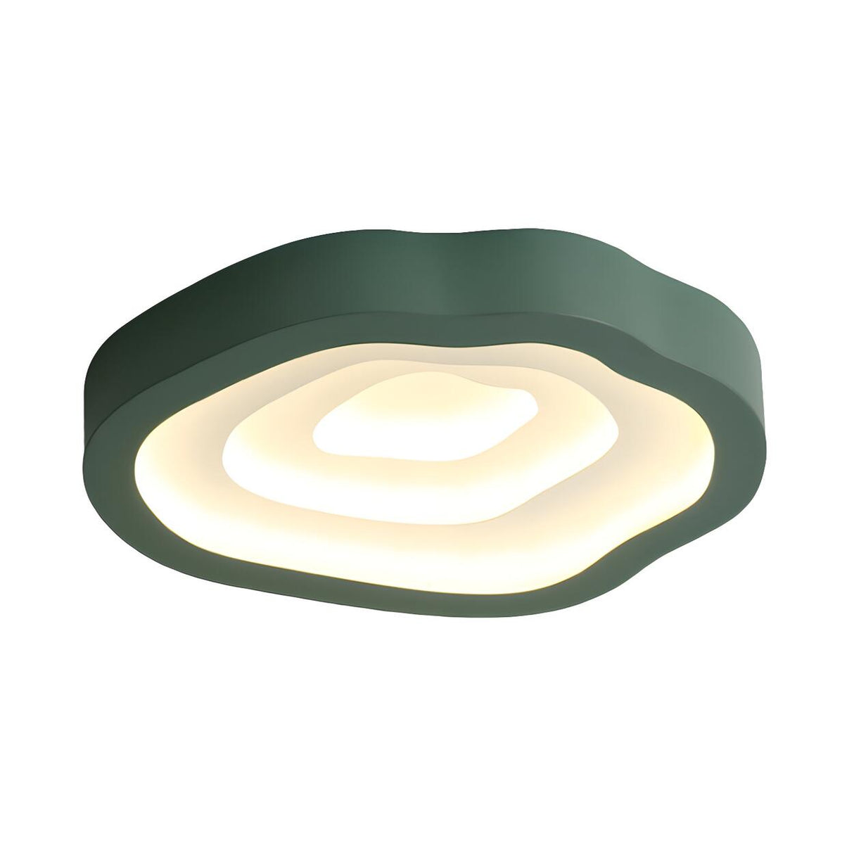 Blue Annual Rings Drum LED Flush Mount Ceiling Light Image - 8