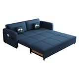 Blue Cotton Blend Pillow Back Sofa Bed with Slipcover Image - 5